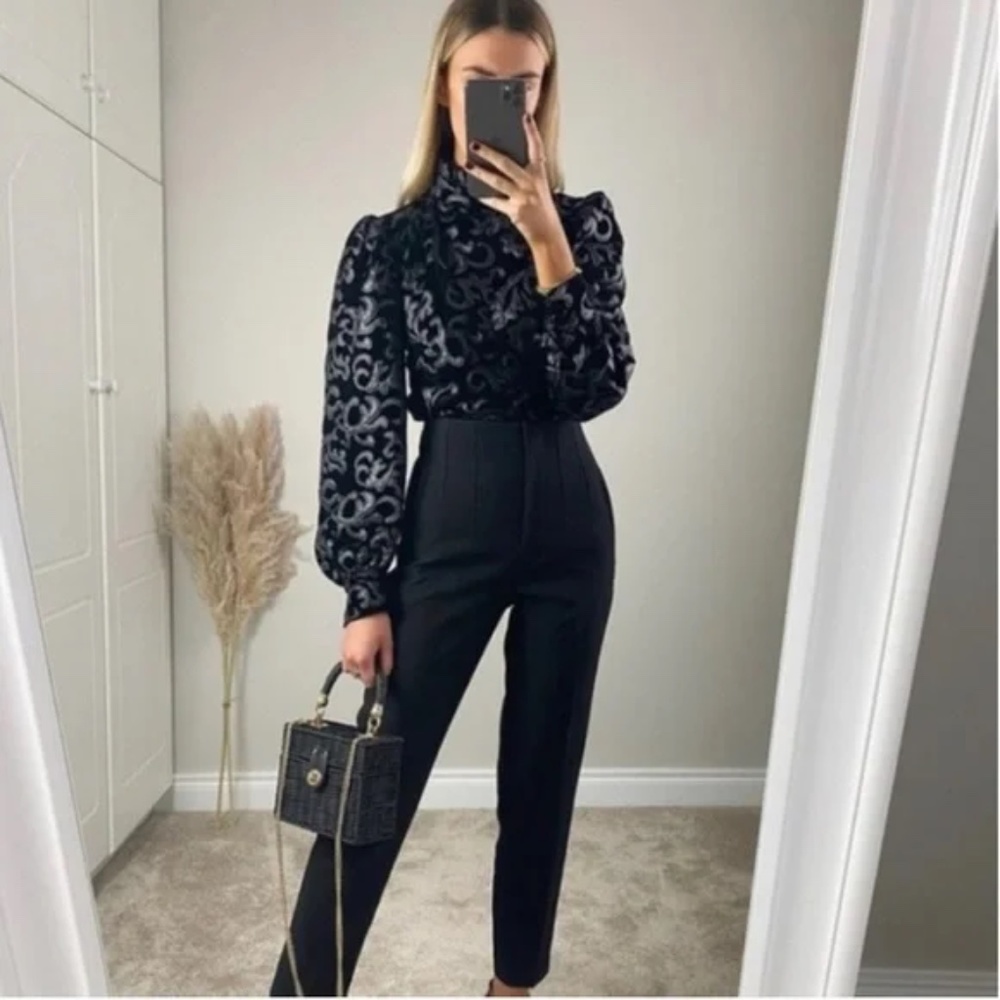 NWT ZARA Black High-waisted Pants Blogger Fav SIZE XS